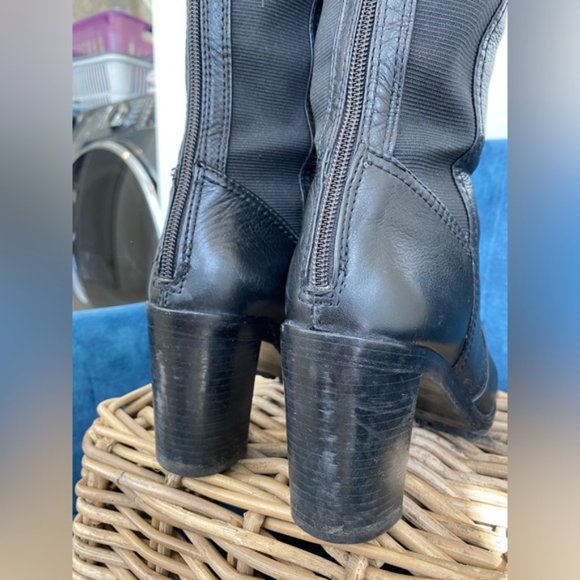 TORY BURCH Sullivan Knee High Black Leather Boots | Size 7 M | - Picture 7 of 15